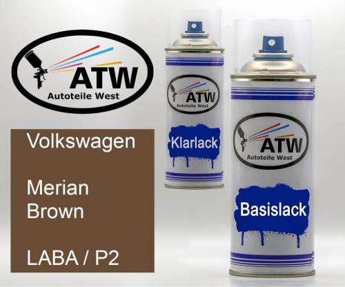 Volkswagen, Merian Brown, LABA / P2: 400ml Sprühdose + 400ml Klarlack - Set, von ATW Autoteile West.